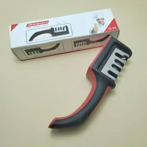 4-Stage Knife Sharpener Multi-Function Kitchen Tool with Ergonomic Handle and Box