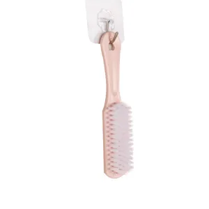 Cepillo de limpieza de plástico rosa con cerdas suaves para zapatos y ropa con agujero