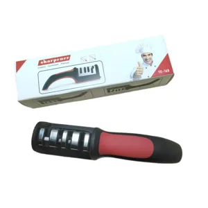 4-stage kitchen knife sharpener with ergonomic handle and multifunctional sharpening slots for home use.