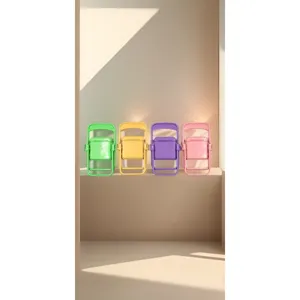 Macaron color miniature folding chair desktop phone stand, creative portable lazy bracket.