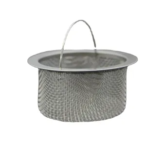 304 Stainless Steel Kitchen Sink Strainer Basket with Handle for Food Waste Catcher