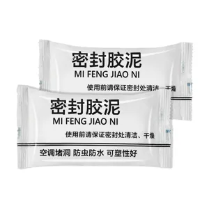 Detail view of sealing clay putty for air conditioner holes, waterproof and bug-proof design.