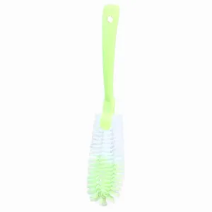Long handle cleaning brush for bottles and cups, light green handle with white bristle design.