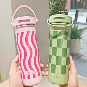 Tragbare Edelstahl Vakuum isolierte Wasserflasche mit Griff, süße Paar Doppel Trinkbecher.