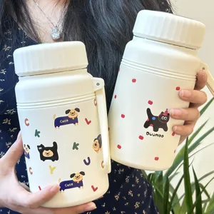 Bottiglia Termica in Acciaio Inossidabile da 1000ml Con Filtro per Tè Motivo a Cartoni Animati Portatile per Donna Viaggi Ufficio