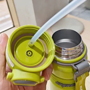 Edelstahl Vakuum isolierte Trinkflasche mit Strohhalm für Outdoor Sport und Alltag.