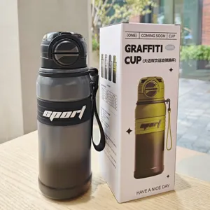 Farbverlauf Sport Trinkflasche mit Strohhalm und direktem Trinkdeckel, 680ml Kapazität tragbar.