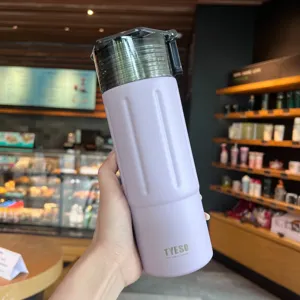 Tragbare Edelstahl Vakuum isolierte Wasserflasche mit direktem Trinkdeckel in hellem Lila.