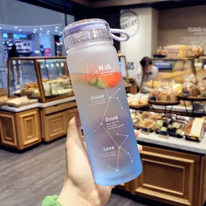 Bouteille d'eau en verre dépoli dégradé, portable élégante simple tasse pour usage quotidien.