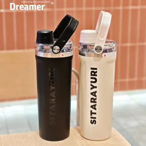Edelstahl Thermosflasche mit Magnetdeckel und tragbarem Griff für Outdoor und Alltag.