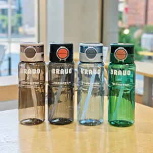 Plastic straw water bottle portable leakproof travel cup outdoor sports tumbler 4 colors