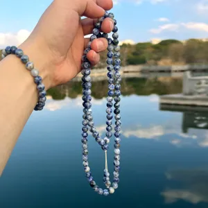 Handgemaakte Natuursteen Gebedskralen Ketting en Armband Set Etnische Moslim Tasbih Lange Kralen Sieraden Unisex