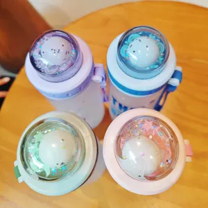 Matte plastic waterbeker met glitter koepeldeksel creatief micro landschap ontwerp beker