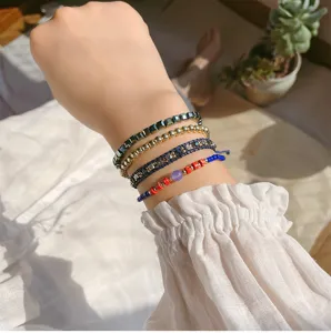 Handmade miyuki beaded multilayer bracelet retro bohemian style blue gemstone jewelry gift