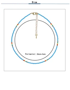 Diagramma dettagliato delle dimensioni della collana choker con perline artigianali a 35cm.