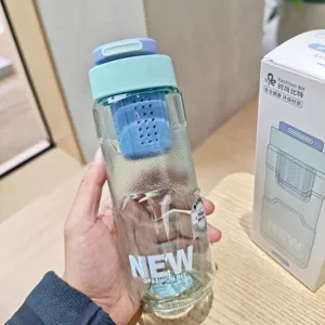 Gedetailleerd overzicht van de draagbare Tritan sportwaterfles met handig thee filter.