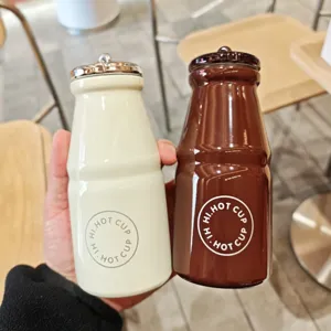 Retro mini milk thermos cup, portable stainless steel pocket water bottle with cute design.