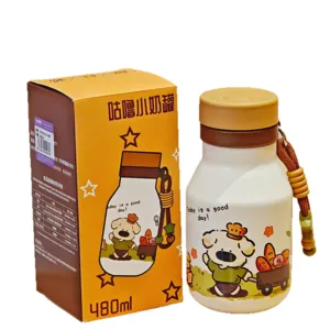 Cute 480ml vacuum insulated stainless steel water bottle portable dog thermos flask