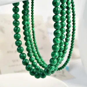 Fili di perle di pietra preziosa di malachite naturale collana verde accessorio moda