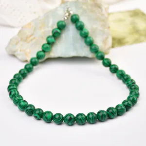 Collana di perle di malachite verde vintage catena clavicola gioielli di moda per donne