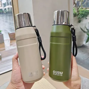 Borraccia Termica Portatile per Esterni Isolata Sottovuoto in Acciaio Inossidabile 316 Thermos Con Manico e Filtro Tè Tazza Acqua Semplice Moderna Per Viaggi Ufficio