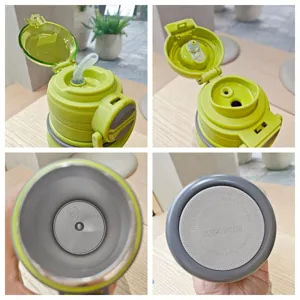 Edelstahl Vakuum isolierte Wasserflasche mit Strohhalm und direktem Trinkdeckel.