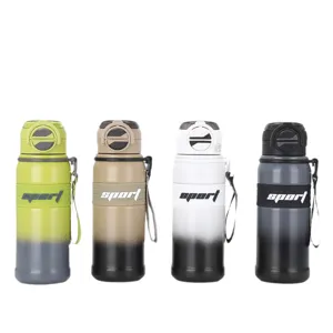 Edelstahl Vakuumisoliertes Sport Wasserflasche mit Strohhalm und Direkttrinkdeckel.