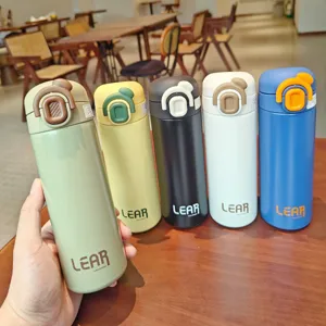Stilvolle minimalistische Isolierflasche mit Deckel, tragbare Edelstahl Thermosflasche.