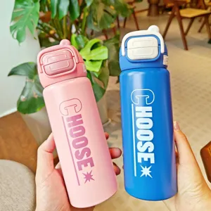 316 Stainless Steel Insulated Water Bottle Portable Vacuum Cup With Dual Drink Lid And Square Buckle Handle For Outdoor Sports