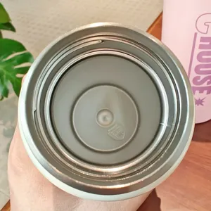 Stainless steel tumbler interior detail showing wall structure and premium metal quality.