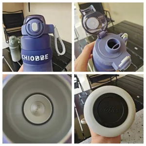 Botella aislada degradada con pajita, taza de vacío de acero 316 para deportes y aire libre.