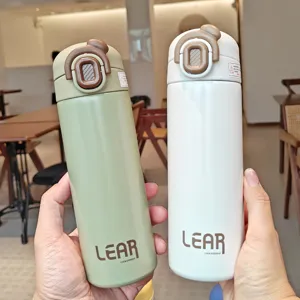 Modern Minimalistisch Edelstahl Thermoskanne Tragbar Springdeckel Direktes Trinken Wasserflasche Paar Geschenk Reisebecher