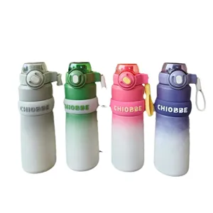 Botella de agua deportiva degradada gran capacidad ciclismo al aire libre taza de paja.