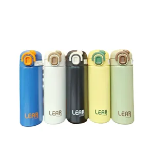 Edelstahl Vakuum isolierte Wasserflasche Set mit niedlichem Deckel und bunten Farben.