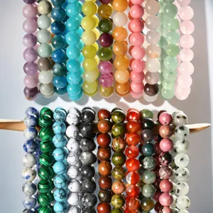 Set di bracciali con perline in pietra naturale, gioielli alla moda da 8mm.