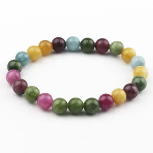 Bracciale di perle in pietra preziosa colorata da donna, gioiello di guarigione in cristallo.