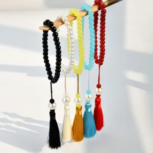 Rosario tasbih colorato con 33 perline e nappe eleganti braccialetto a mano gioielli