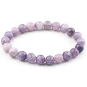 Braccialetto con perline di pietra di cristallo viola naturale 8mm gioielli donna vista