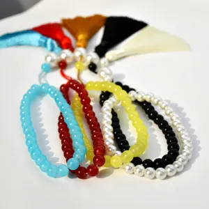 Grani di preghiera tasbih colorati con nappe, design tradizionale misbaha da 33 perline.