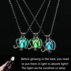Retro Ethnic Alloy Hollow Elephant Cage Pendant Necklace Luminous Glowing Bead Clavicle Chain Sweet Cool Style Unisex Jewelry Necklace