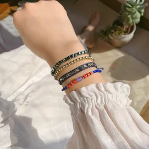 Handmade miyuki beaded multilayer bracelet set with gemstones for women vintage style.