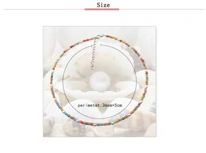 Collar gargantilla de cuentas de colores para mujer, elegante cadena corta de cristal 36+5cm