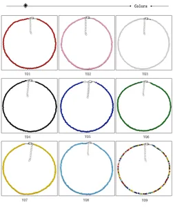 Colorful glass seed bead choker necklace for women, summer dopamine style beaded jewelry variants.