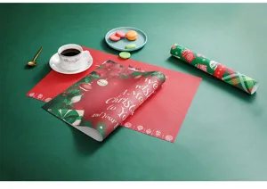 Kerst PVC placemat hittebestendige tafelmat feestelijke eetkamer decoratie detailweergave