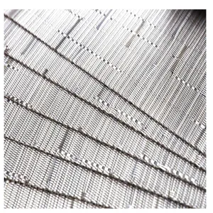 Detailed close-up texture of silver PVC woven mesh placemat, heat-resistant and stylish.