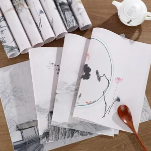 Placemat Chinese Stijl Inkt Wassing Print PVC Teslin Waterdicht Hittebestendig Rechthoekig Eettafel Mat Voor Huis Hotel Decor