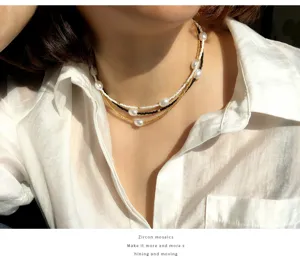 Böhmische mehrschichtige Perlenperlen Barock Perle Choker Halskette Sommer Schmuck