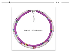 Bunte mehrschichtige Polymer-Ton-Perlenkette im Boho-Stil, Länge 40 cm plus 5 cm Verlängerung.