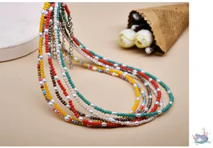 Collar gargantilla de cuentas de colores multicapa estilo bohemio joyas de moda mujer