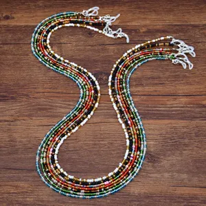 Chaine de lunettes en perles de verre colorees boheme, laniere de masque antiderapante chic
